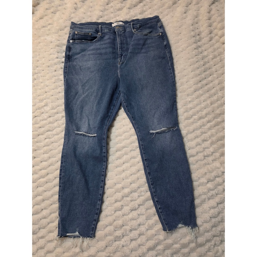 Good American High Rise Skinny Distressed Jeans Medium Wash Size 24/56